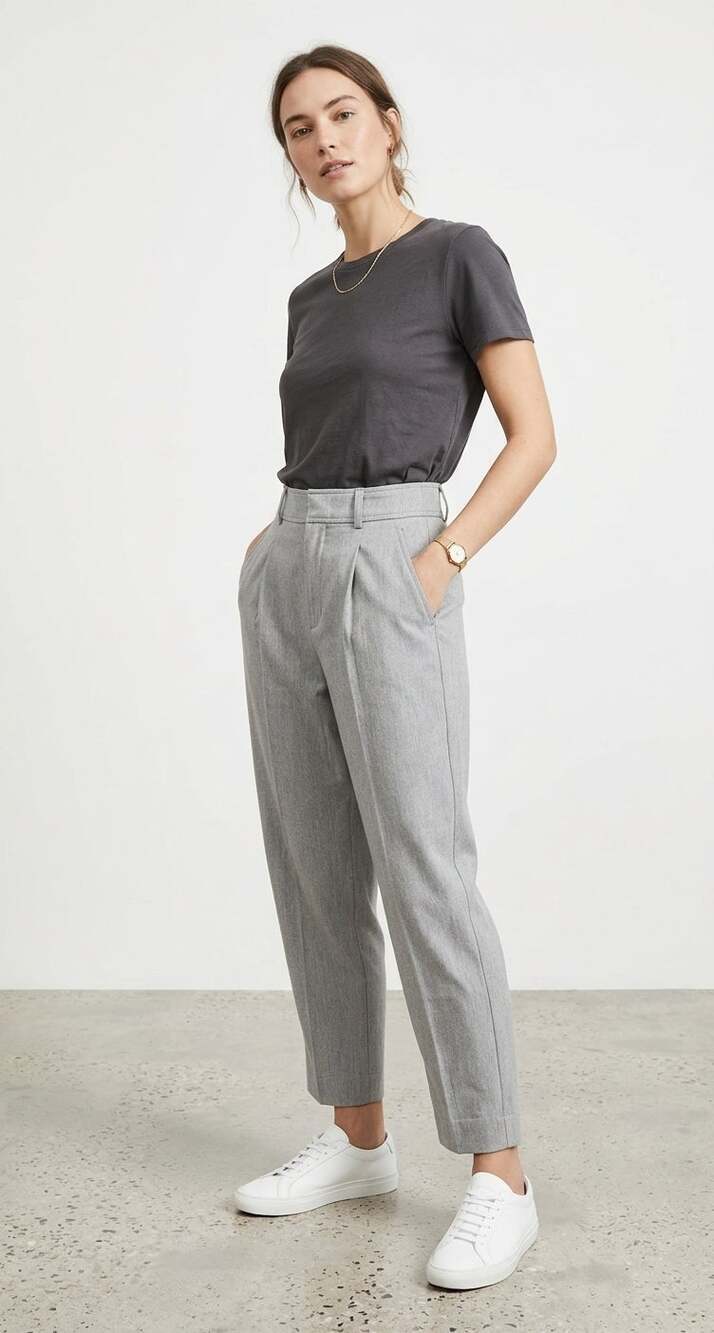 Everlane The Way-High Draper Tapered Pleated Pant Buttersmooth Light Gray Sz 0